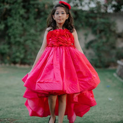pink long gown for girls 