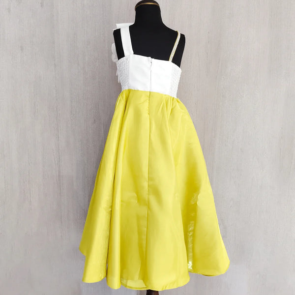 Yellow and white birthday frock for baby girls in Jaipur