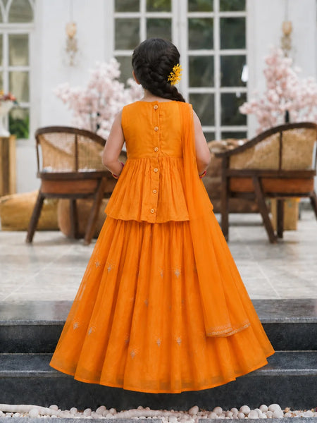 Devils N Angels Girls Orange Twirl Sharara Set Festive, Wedding Wear 3 to 9 Months Years Jaipur