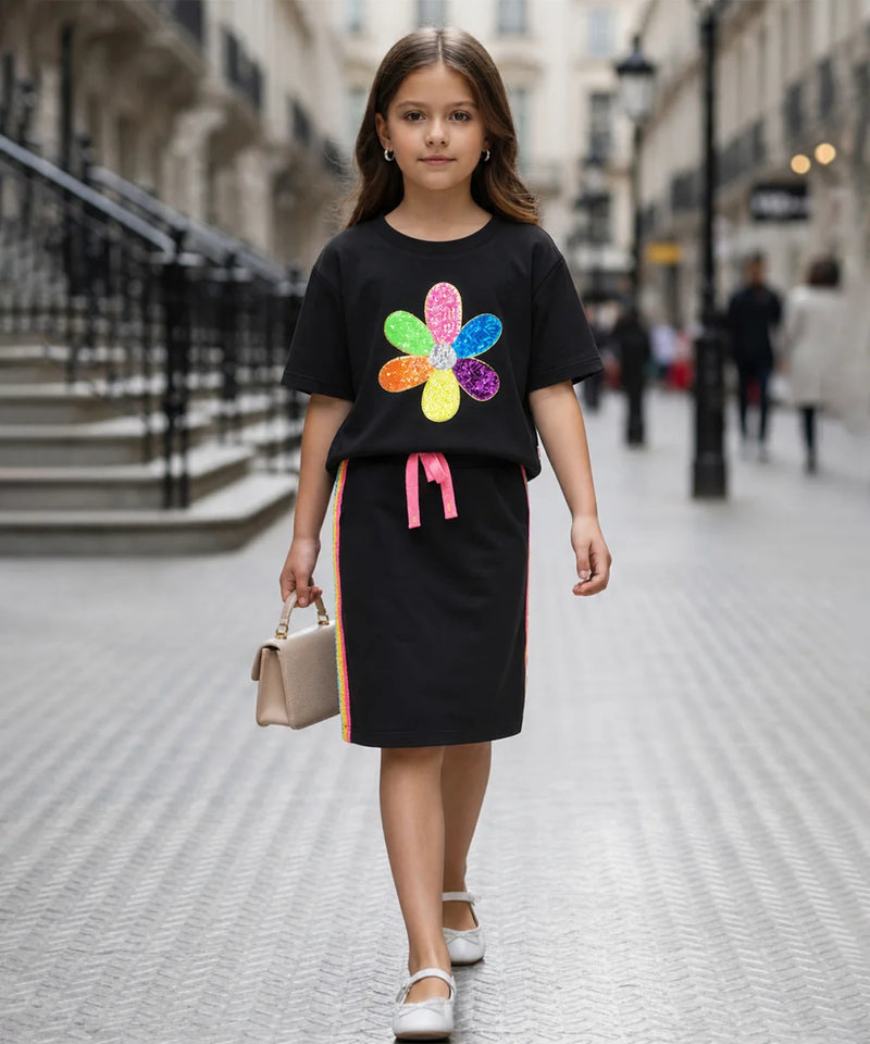 Black sequin flower Co-Ord Set for girls party wear in Jaipur