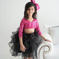 Black and Pink Coloured Skirt set for Birthday Party