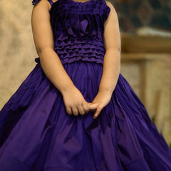 Birthday party gown for girls in Jaipur, up-and-down style with fabric belt