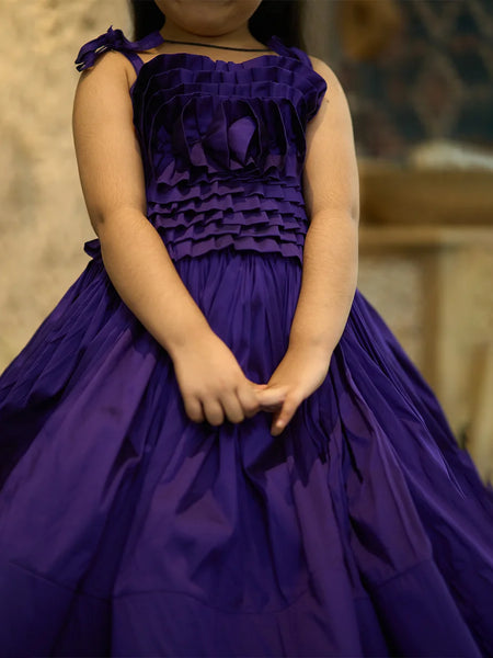 Birthday party gown for girls in Jaipur, up-and-down style with fabric belt