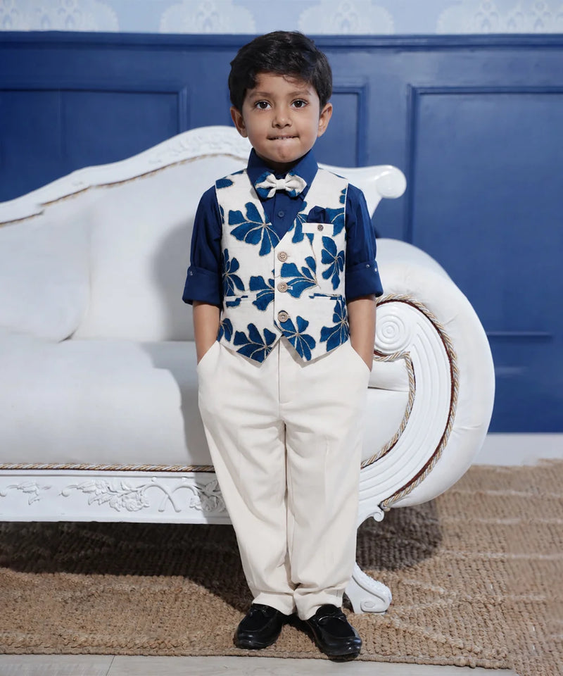 Boys Wedding Navy Waistcoat Set Jaipur