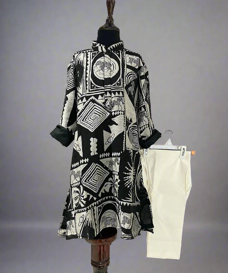 Stylish black printed boys kurta pyjama set in cotton, Jaipur partywear