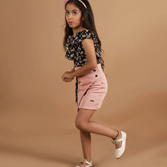 peach & blue party wear dress for girls 