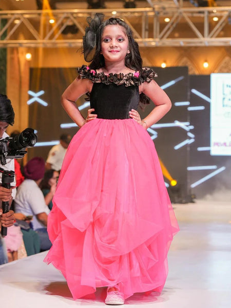 black & pink ball gown for baby girls 