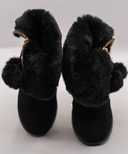 Kids' Cozy Black Fur-Lined Boots for Girls – Jaipur – Devils-n-Angels