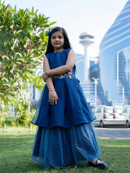 navy blue gown for girls 