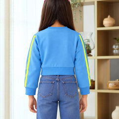 Trendy blue full sleeve crop top for girls 1–10 years, Devils N Angels Jaipur, view 5
