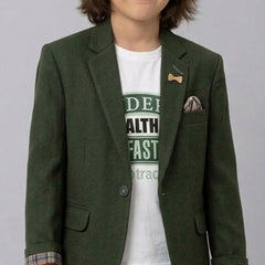Bottle Green Party Wear Blazer with White Round Neck T-Shirt | Jaipur