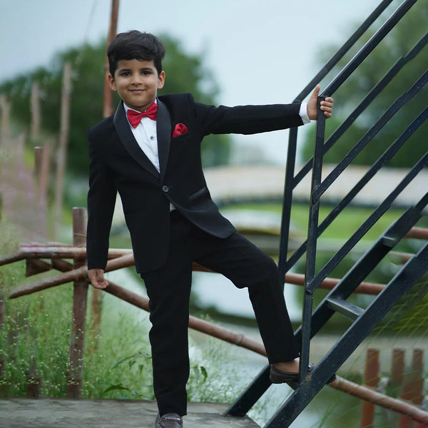 Elegant black coat suit for boys, formal wedding outfit Jaipur