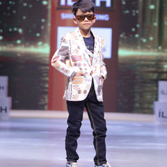 casual wear printed blazer set for boys 