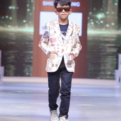 cool printed blazer set for boys 
