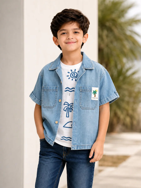 Boys Light Blue Denim Shirt