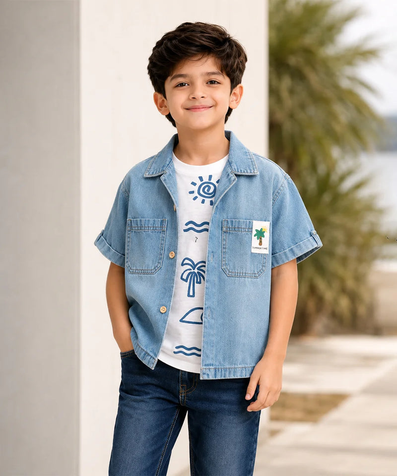 Boys Light Blue Denim Shirt