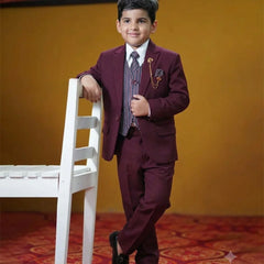Designer Maroon Boys Tuxedo – Kids Formal Suit Set for Events | Jaipur