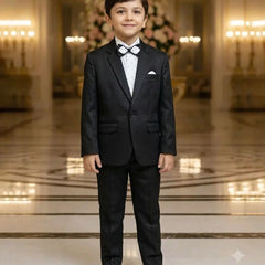 Charcoal Black Boys Partywear Tuxedo Suit Set | Jaipur