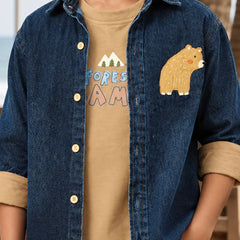 Boys Blue Denim Shirt For Party