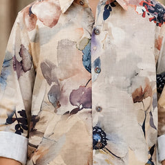 Boys Cream Printed Shirt For Party
