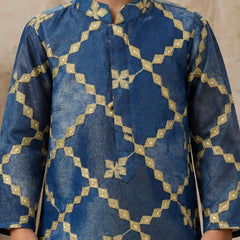 Devils N Angels Boys Blue Embroidered Kurta Pyjama Set Festive Wear 1–11 Years | Jaipur