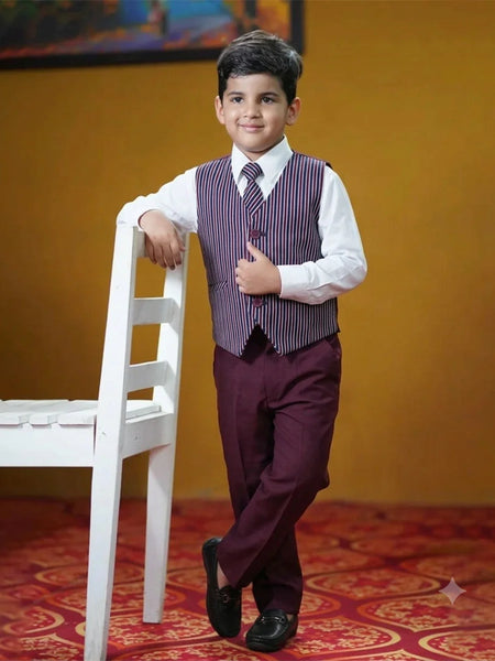 Designer Maroon Boys Tuxedo – Kids Formal Suit Set for Events | Jaipur