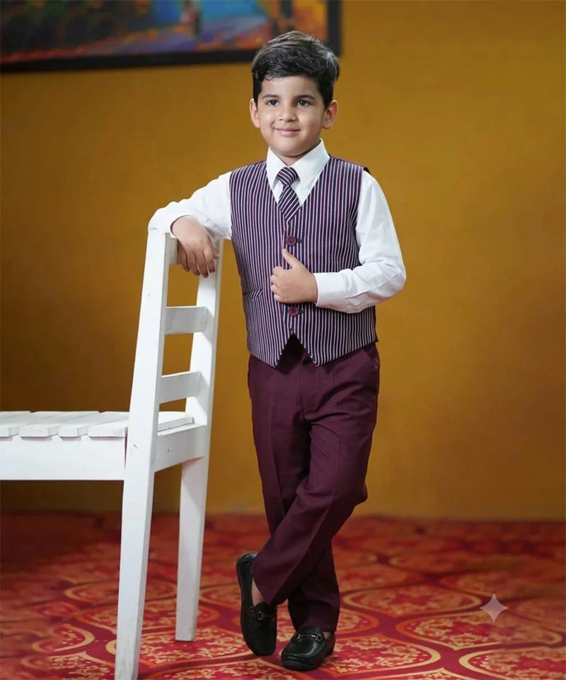 Designer Maroon Boys Tuxedo – Kids Formal Suit Set for Events | Jaipur