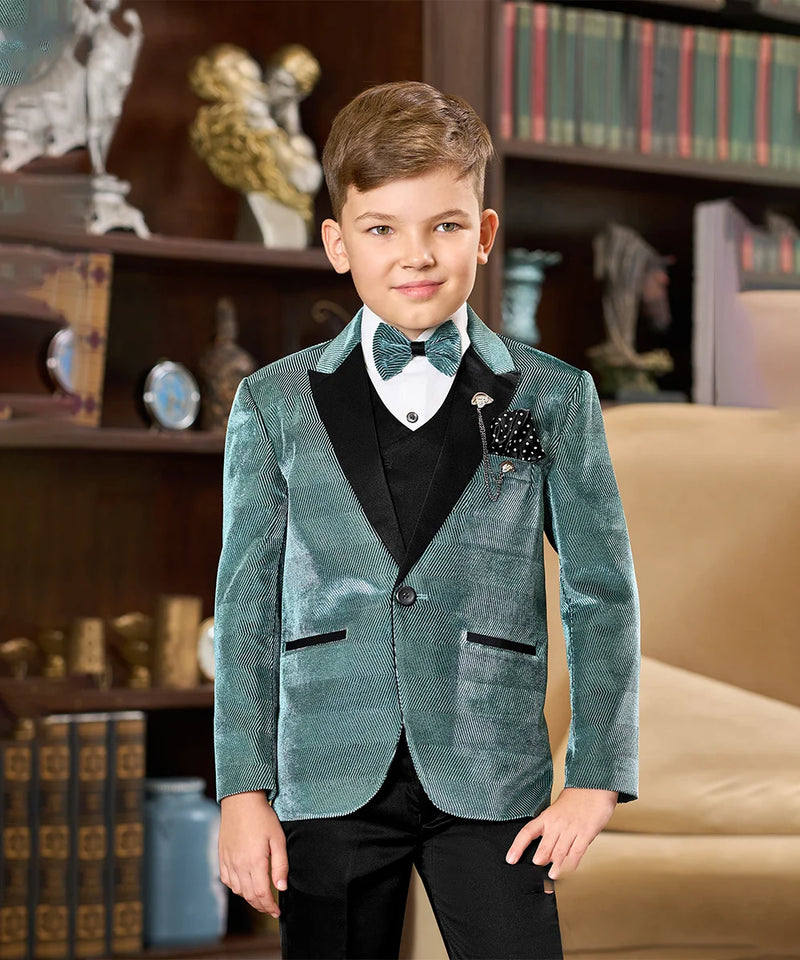 Designer green coat pant suit for boys kidswear in Jaipur