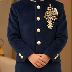 Boys' navy embroidered Jodhpuri suit for festivals and functions, Devils N Angels Jaipur, view 2