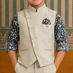 Cream Coloured Waist Coat Set for Baby Boy 2-3 Years Jaipur