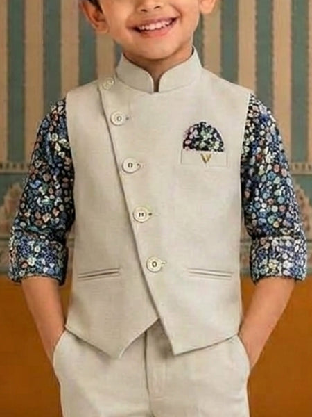 Cream Coloured Waist Coat Set for Baby Boy 2-3 Years Jaipur