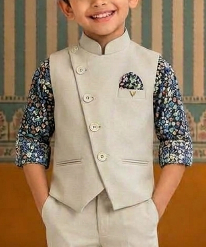 Cream Coloured Waist Coat Set for Baby Boy 2-3 Years Jaipur