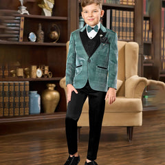Wedding wear green velvet tuxedo for boys elegant look Jaipur
