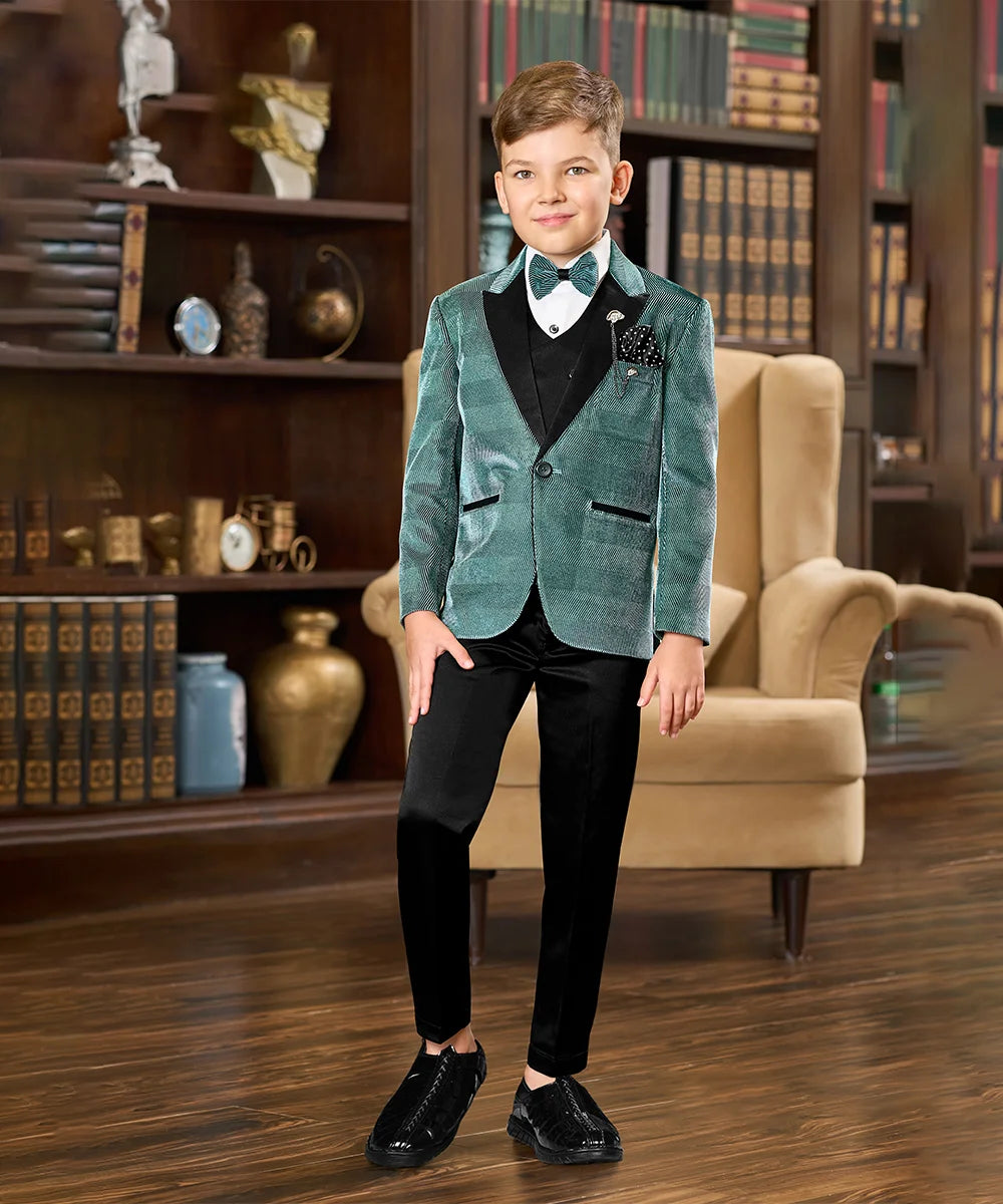 Designer Green Velvet Coat Suit for Boys Jaipur – Wedding Kidswear