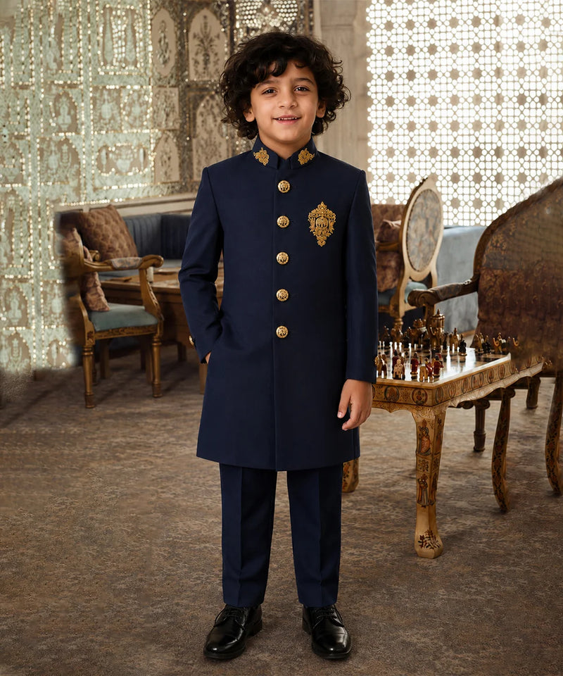 Navy Boys Ethnic Sherwani Set Jaipur
