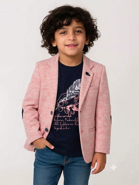 Boys Self-Textured Pink Color Blazer with T-Shirt 2-3 Years Jaipur