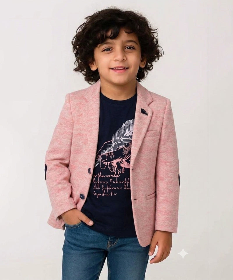 Boys Self-Textured Pink Color Blazer with T-Shirt 2-3 Years Jaipur