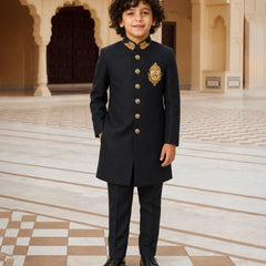Black Indo Western Boys Sherwani Jaipur