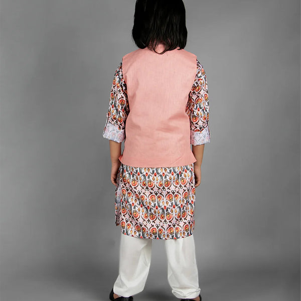 Designer boys kurta pyjama with pocket square jacket, cotton blend Jaipur