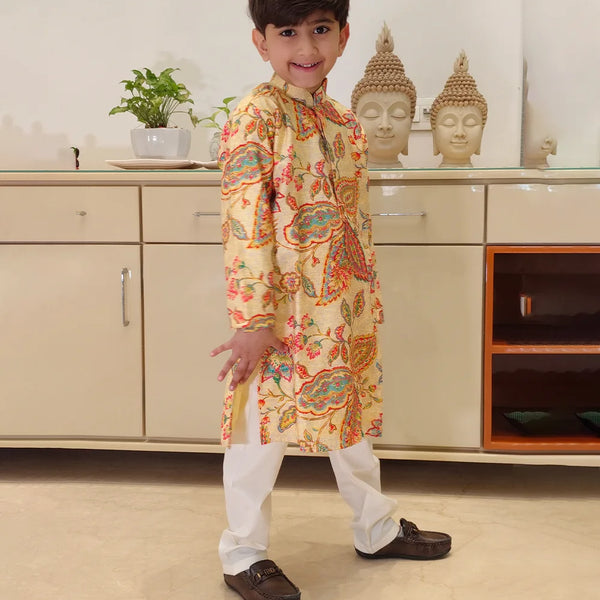 Full sleeve cotton kurta pyjama for boys, Rakhi special, kids clothing store Jaipur