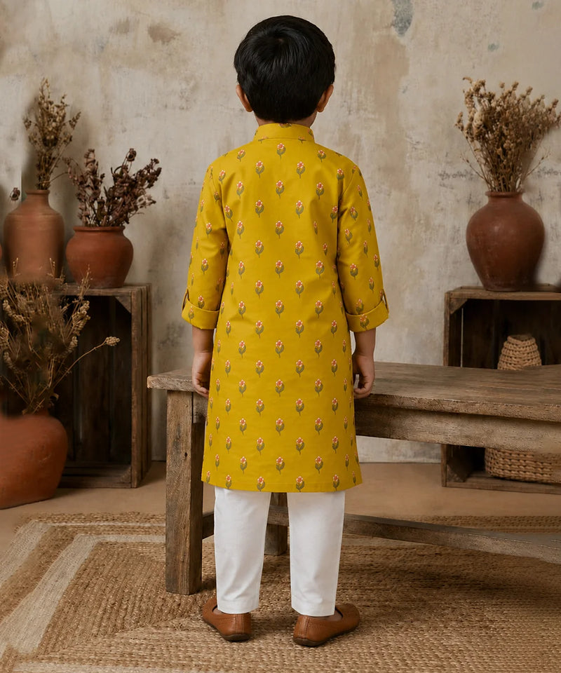 Mustard kurta pajama for family functions