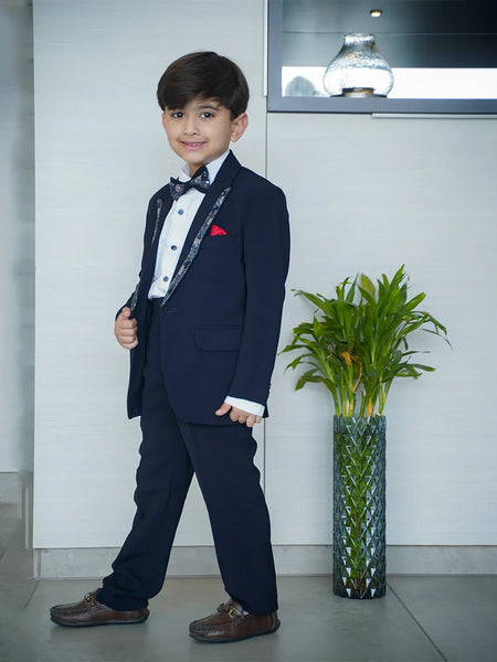Premium navy boys tuxedo with sequin detailing Jaipur event style