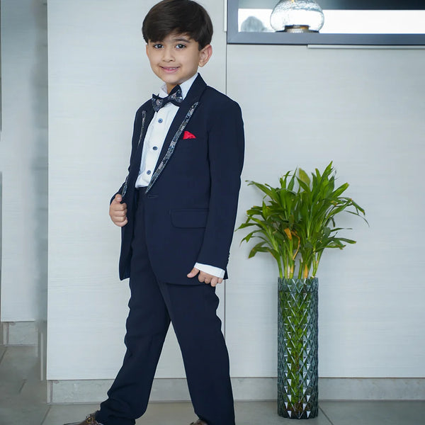Premium navy boys tuxedo with sequin detailing Jaipur event style