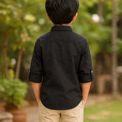 Boys Black Sequence Shirt For Party