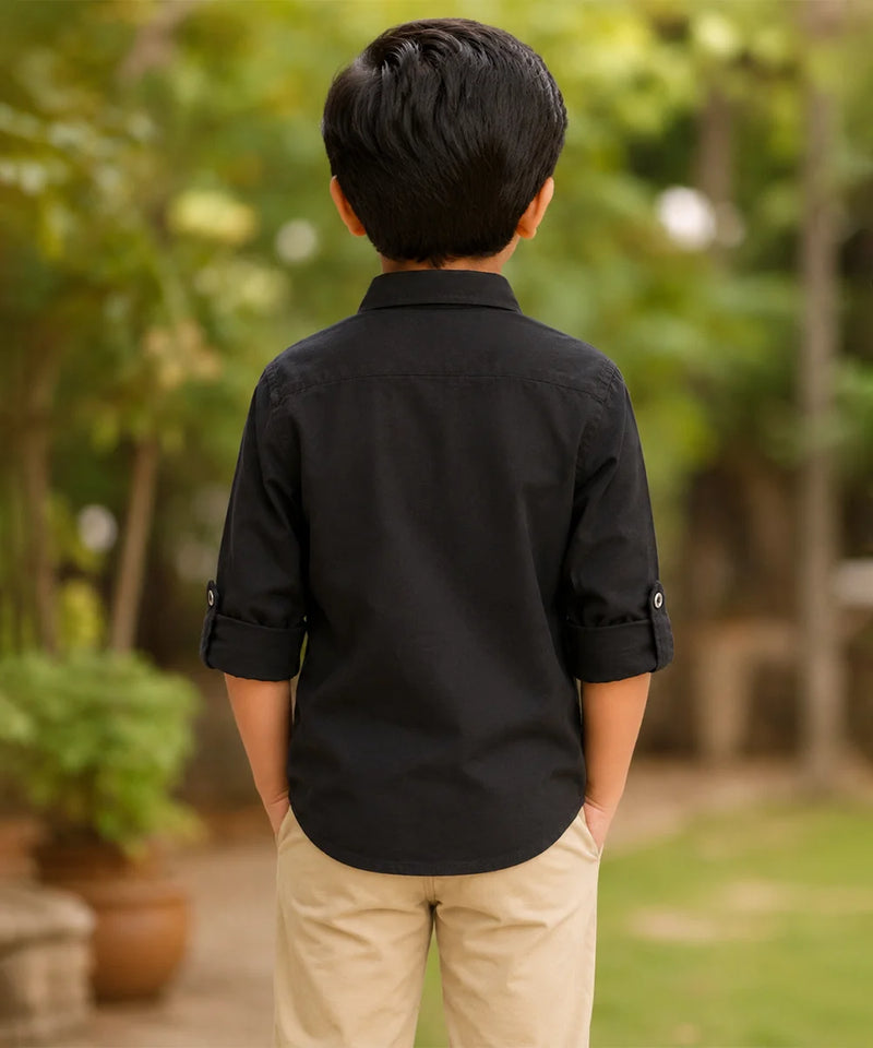 Boys Black Sequence Shirt For Party