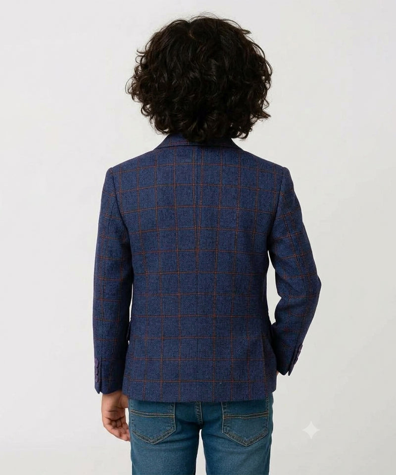 Navy Blue Stylish Checks Wedding Blazer For 1–2 Years Boys Jaipur