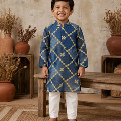 Devils N Angels Boys Blue Embroidered Kurta Pyjama Set Festive Wear 1–11 Years | Jaipur