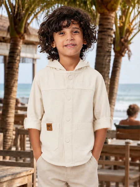 Boys Ivory Hoddie Shirt For Party