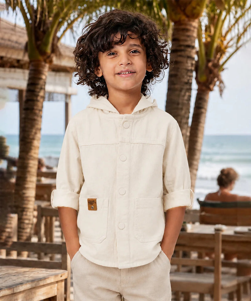 Boys Ivory Hoddie Shirt For Party