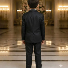 Charcoal Black Boys Partywear Tuxedo Suit Set | Jaipur